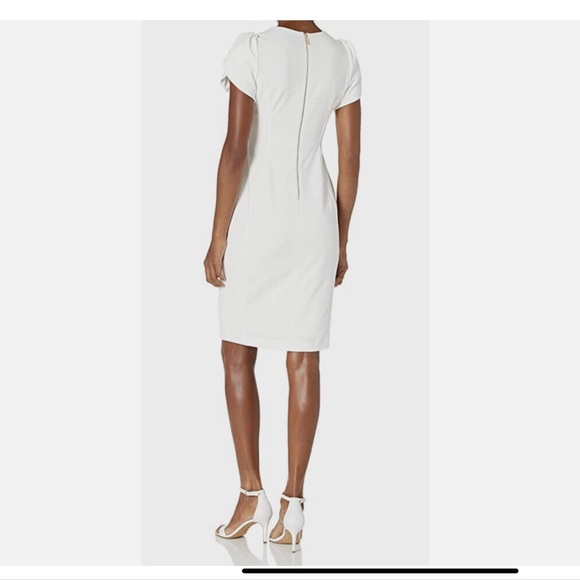 Calvin Klein | BNWT Tulip Sleeve Off-White Sheath Dress - Size 12 - Picture 2 of 10